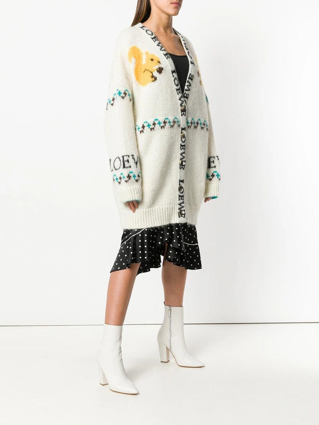 Loewe Intarsia Mohair blend Cardigan In White ModeSens
