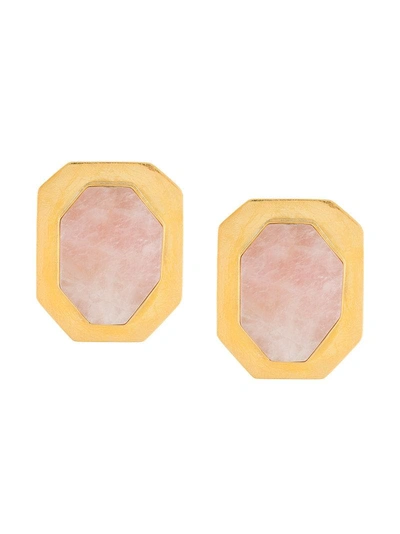 Shop Liya Rose Quartz Metal Earrings - Metallic