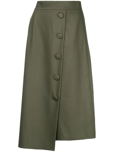 Shop Liya Buttoned High Waisted Skirt - Green