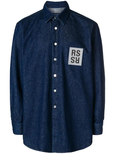Shop Raf Simons Rs Denim Shirt - Blue