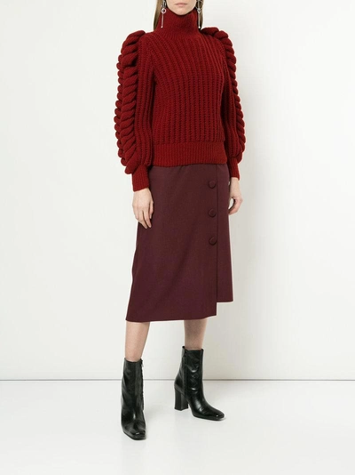 Shop Liya Chunky Knit Turtleneck Sweater - Red