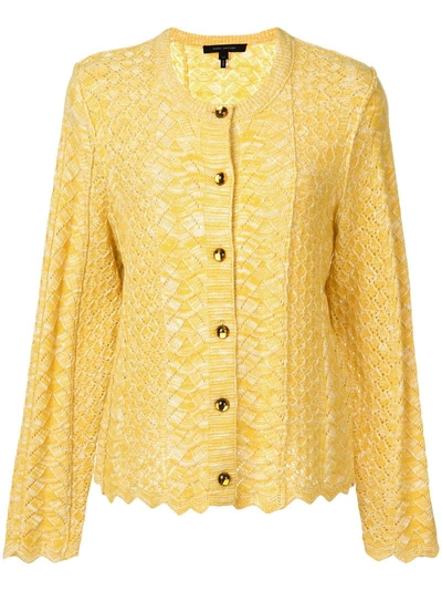 Shop Marc Jacobs Long Sleeve Scalloped Cardigan - Yellow