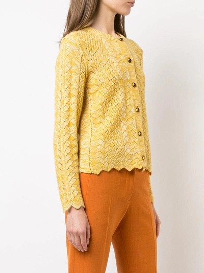 Shop Marc Jacobs Long Sleeve Scalloped Cardigan - Yellow