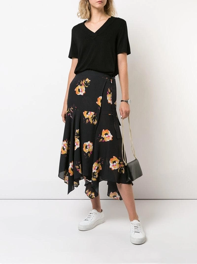 Shop A.l.c . Floral Print Wrap Skirt - Black