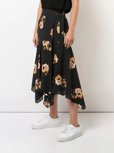 Shop A.l.c . Floral Print Wrap Skirt - Black