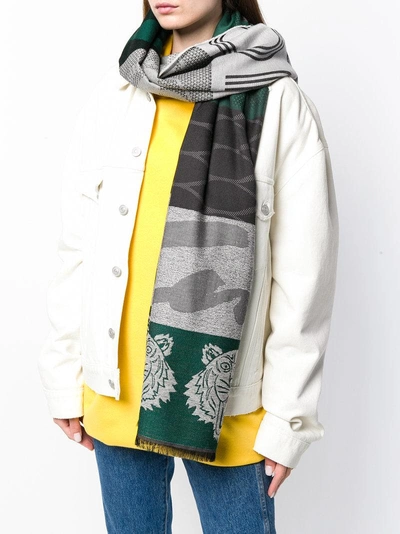 Shop Kenzo Intarsia Tiger Scarf - Green