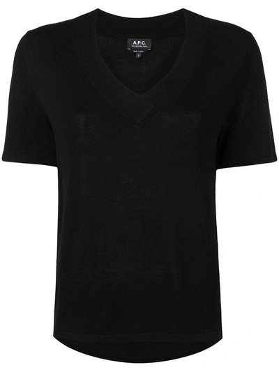 Shop Apc A.p.c. V-neck T-shirt - Black