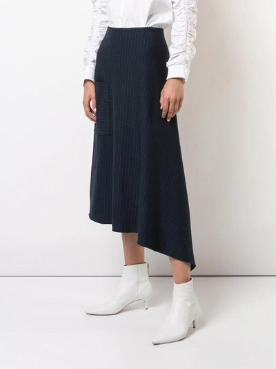 Shop Tibi Asymmetric Striped Skirt