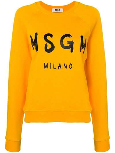 Shop Msgm Printed Sweatshirt In Orange