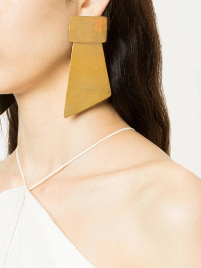 Shop Liya Long Geometric Shaped Earrings - Metallic