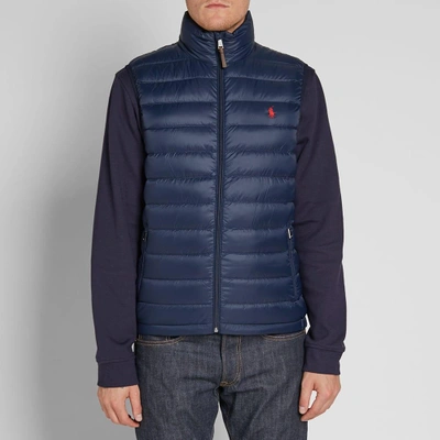 Shop Polo Ralph Lauren Lightweight Down Gilet In Blue