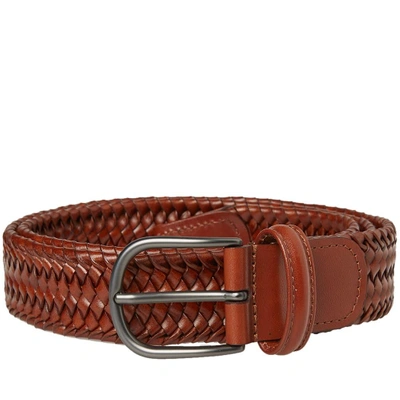Shop Anderson's Stretch Woven Leather Belt In Brown