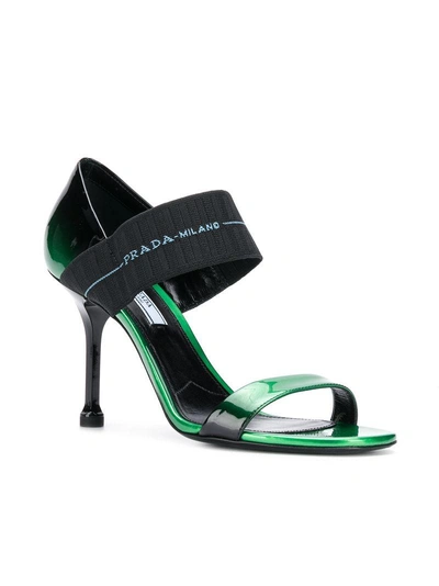 Shop Prada Gradient Logo Strap Sandals - Green