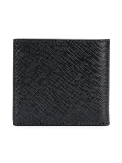 Shop Prada Saffiano Logo Stamp Bifold Wallet - Black