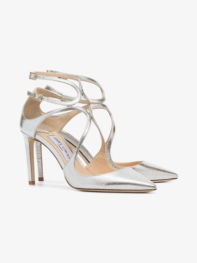 Shop Jimmy Choo Metallic Lancer 100 Pointed Toe Leather Pumps