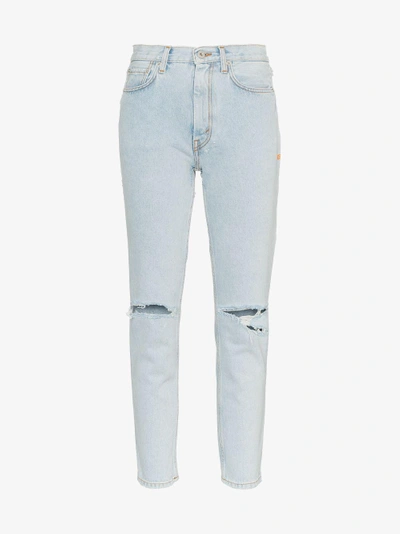 Shop Heron Preston Bleach Distressed Jeans In Blue