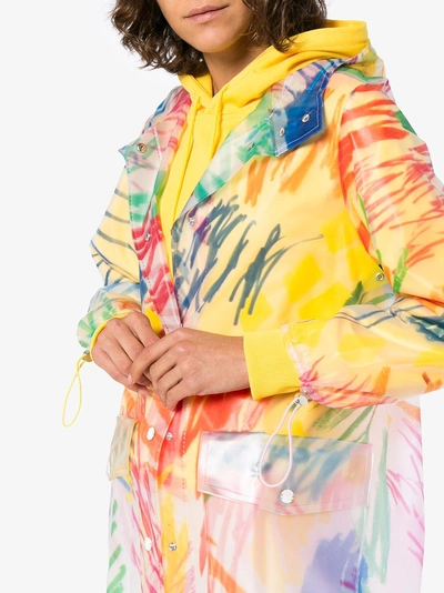 Shop Mira Mikati Brush Stroke Hooded Rain Coat In Multicolour