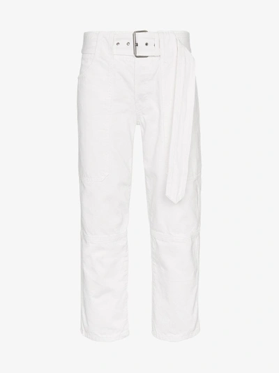 Shop Proenza Schouler High Rise Straight Leg Jeans With Belt In White