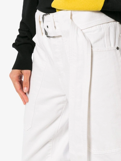 Shop Proenza Schouler High Rise Straight Leg Jeans With Belt In White