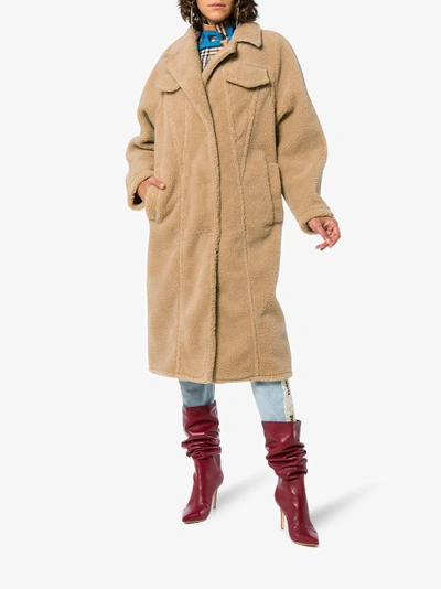 Shop Off-white Long Sleeve Oversized Single Breasted Coat In Nude&neutrals