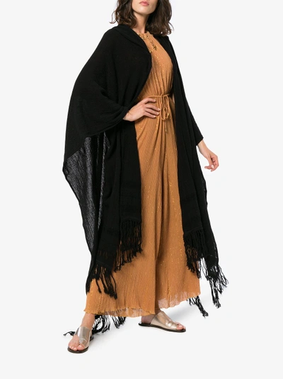 Shop Caravana Pawahtun Fringed Coat In Black