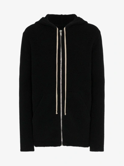 Shop Rick Owens Black Felted Yak Hoody