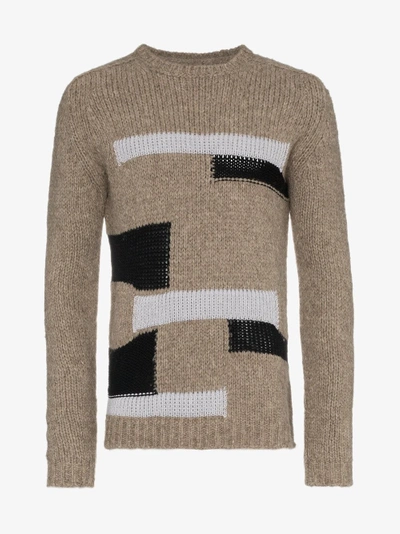 Shop Rick Owens Patchwork Knit Jumper In Nude/neutrals