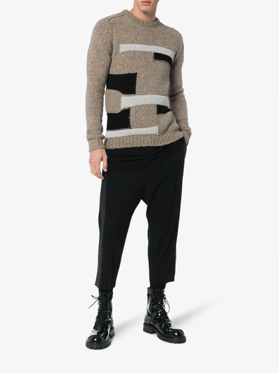 Shop Rick Owens Patchwork Knit Jumper In Nude/neutrals