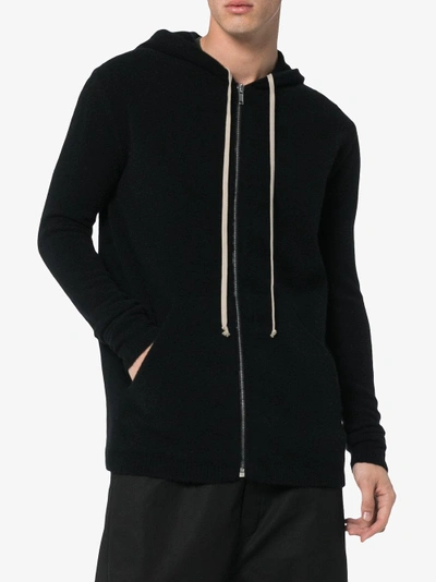 Shop Rick Owens Black Felted Yak Hoody