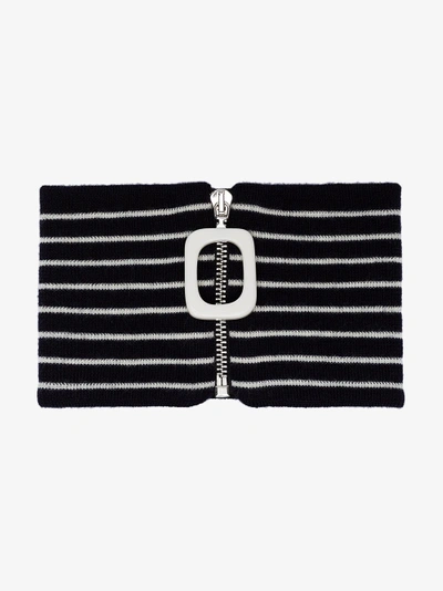 Shop Jw Anderson Navy Striped Neck Band In Blue