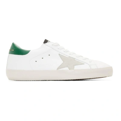 Shop Golden Goose White And Green Superstar Sneaker In White-emera