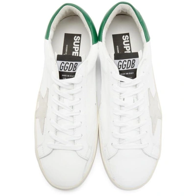Shop Golden Goose White And Green Superstar Sneaker In White-emera