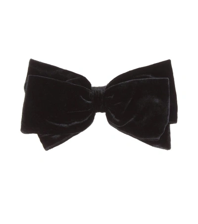 Shop Miu Miu Velvet Bow Barrette In Black