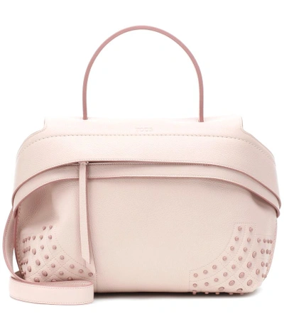 Shop Tod's Wave Small Leather Tote In Pink