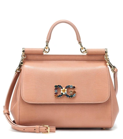 Shop Dolce & Gabbana Sicily Medium Leather Shoulder Bag In Neutrals