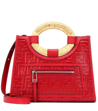 Shop Fendi Runaway Leather Tote In Red