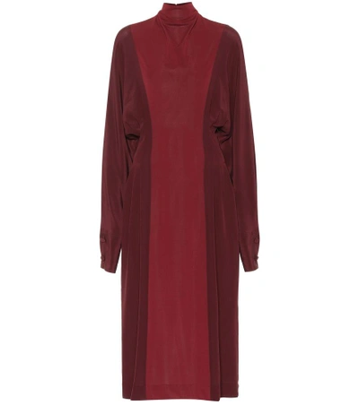 Shop Victoria Beckham Silk Midi Dress In Red