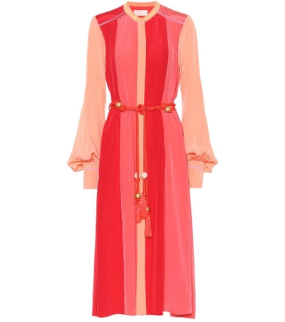 Shop Peter Pilotto Striped Silk Midi Dress In Pink