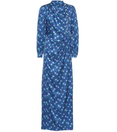 Shop Miu Miu Crystal-embellished Silk Dress In Blue