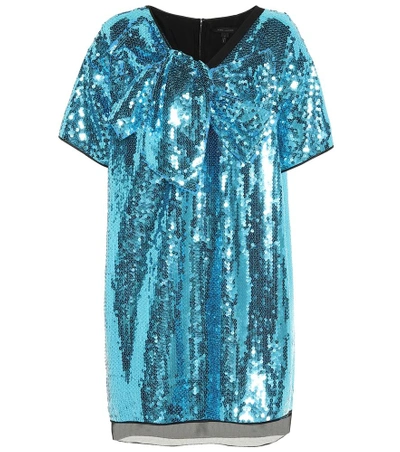 Shop Marc Jacobs Sequined Bow Dress In Turquoise