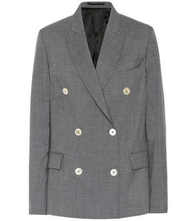 Shop Golden Goose Wool Double-breasted Blazer In Grey