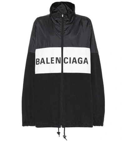 Shop Balenciaga Oversized Logo Jacket In Black