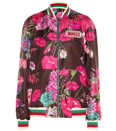 Shop Gucci Reversible Silk Twill Jacket In Multicoloured