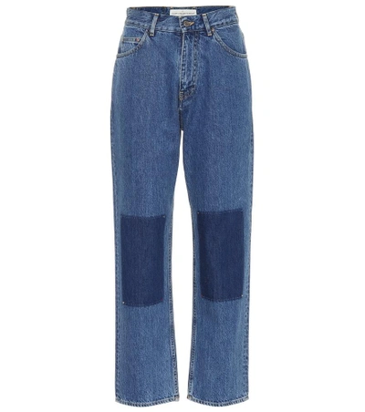 Shop Golden Goose Wide-leg Patch Jeans In Blue