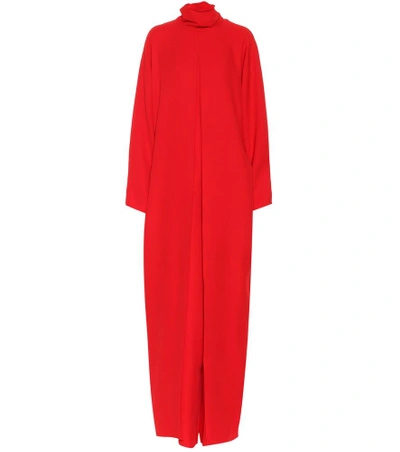 Shop Valentino Silk Turtleneck Maxi Dress In Red