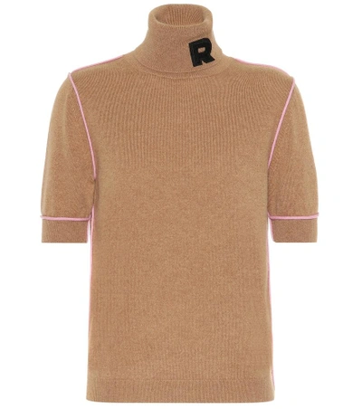 Shop Rochas Cashmere Turtleneck Top In Brown