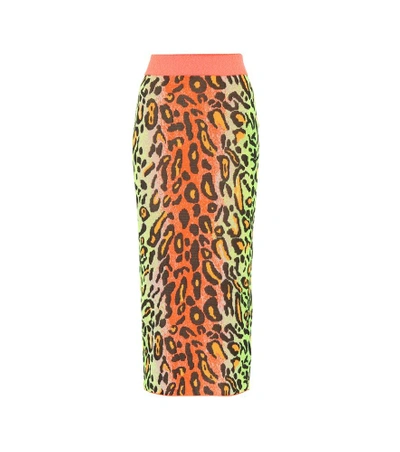 Shop Stella Mccartney Neon Leopard Knitted Skirt In Multicoloured