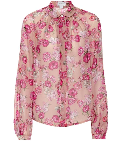 Shop Giambattista Valli Floral Silk Blouse In Pink