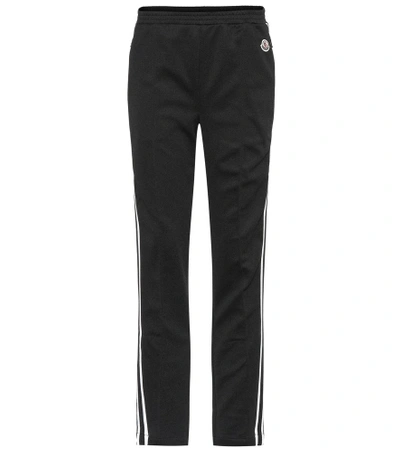 Shop Moncler Cotton-blend Trackpants In Black