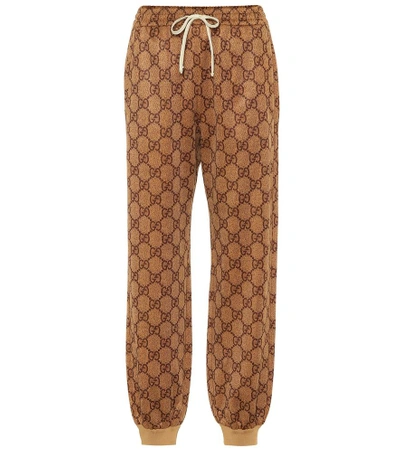 Shop Gucci Gg Jersey Trackpants In Brown